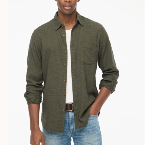 J crew Slub dobby shirt Loden Green Navy - Picture 1 of 4